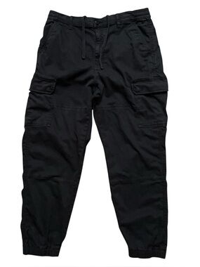 Uniqlo Cargo Jogger Pants Mens Size L Drawstring Stretch Tapered Leg Black